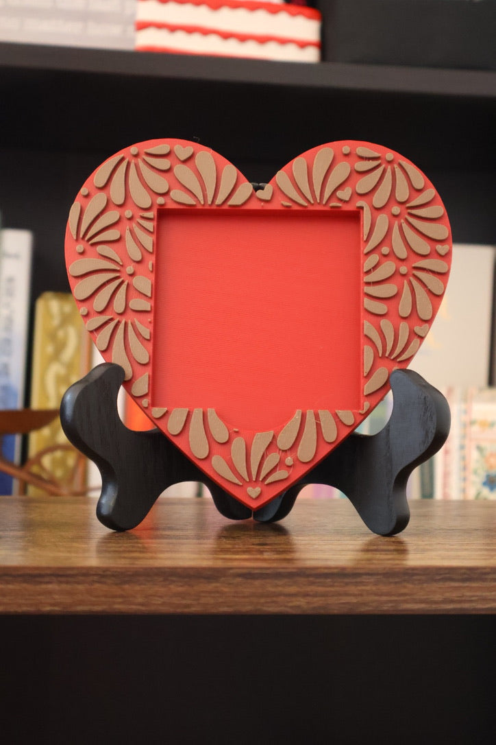 Talavera Heart Posted Note Holder Red & Brown